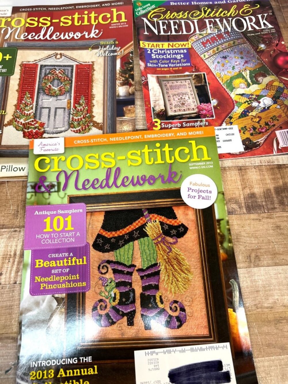 3 Cross-Stitch & Needlework Magazines With Patterns Holiday & Seasonal Designs